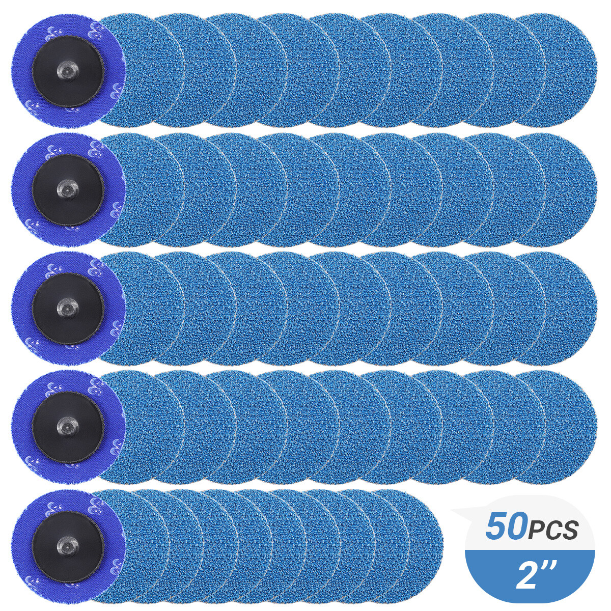 50PCS 2 inch 36 Grit Zirconia Roll Lock Die Grinder Sanding Discs Quick Change