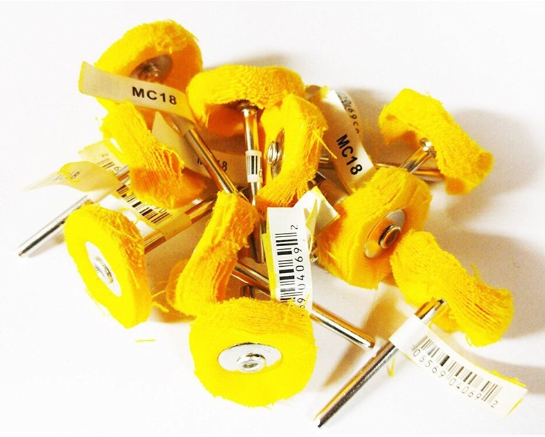 36pc 1″ Yellow Muslin Cloth Buffing Wheel 1/8″ Shank for Rotary Tool ~ MC18