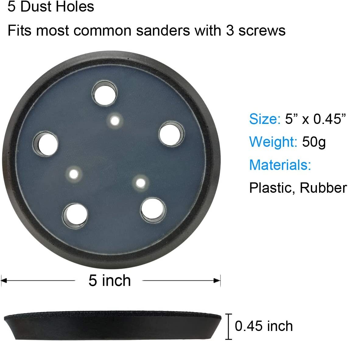 2x 5 Inch 5 Hole Hook & Loop Sander Pad For Porter Cable 13904 13909 333 334 332