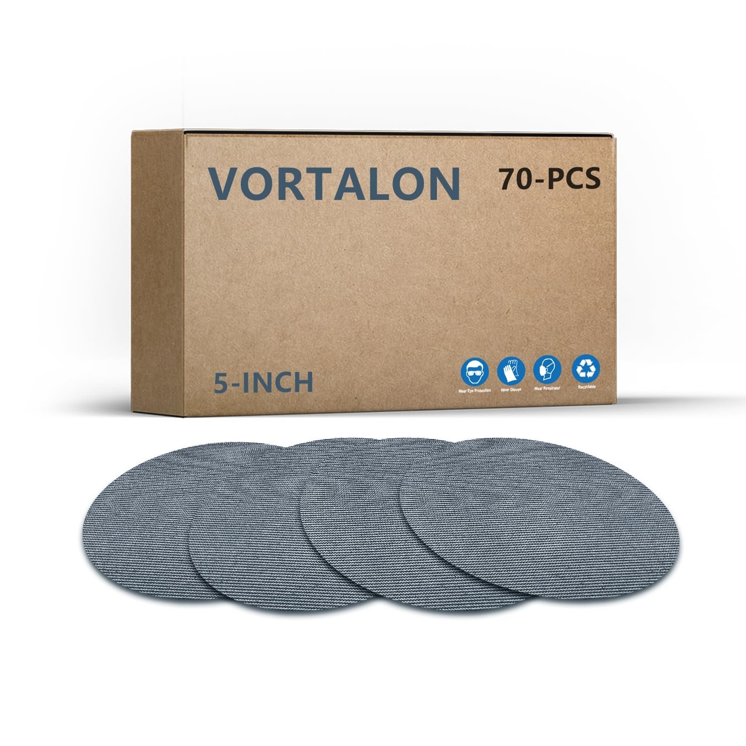 70 Pcs 5-Inch Mesh Sanding Discs, 60-400 Grit, Hook & Loop Mesh Pads for Rand…