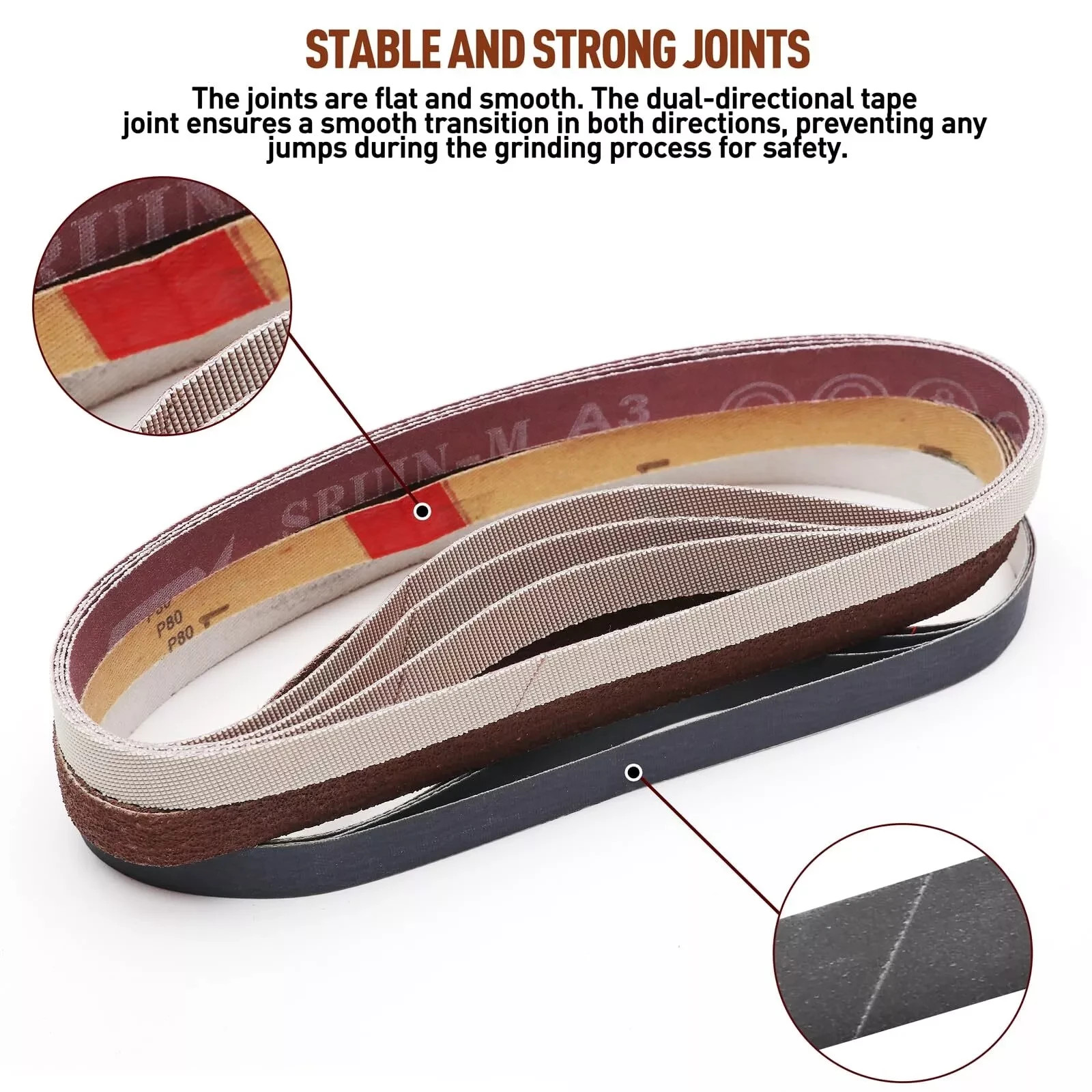 36 Pcs 1/2″ x 18″ Sanding Belts Set 4 Each of 80/120/240/400/600/800/1000/250