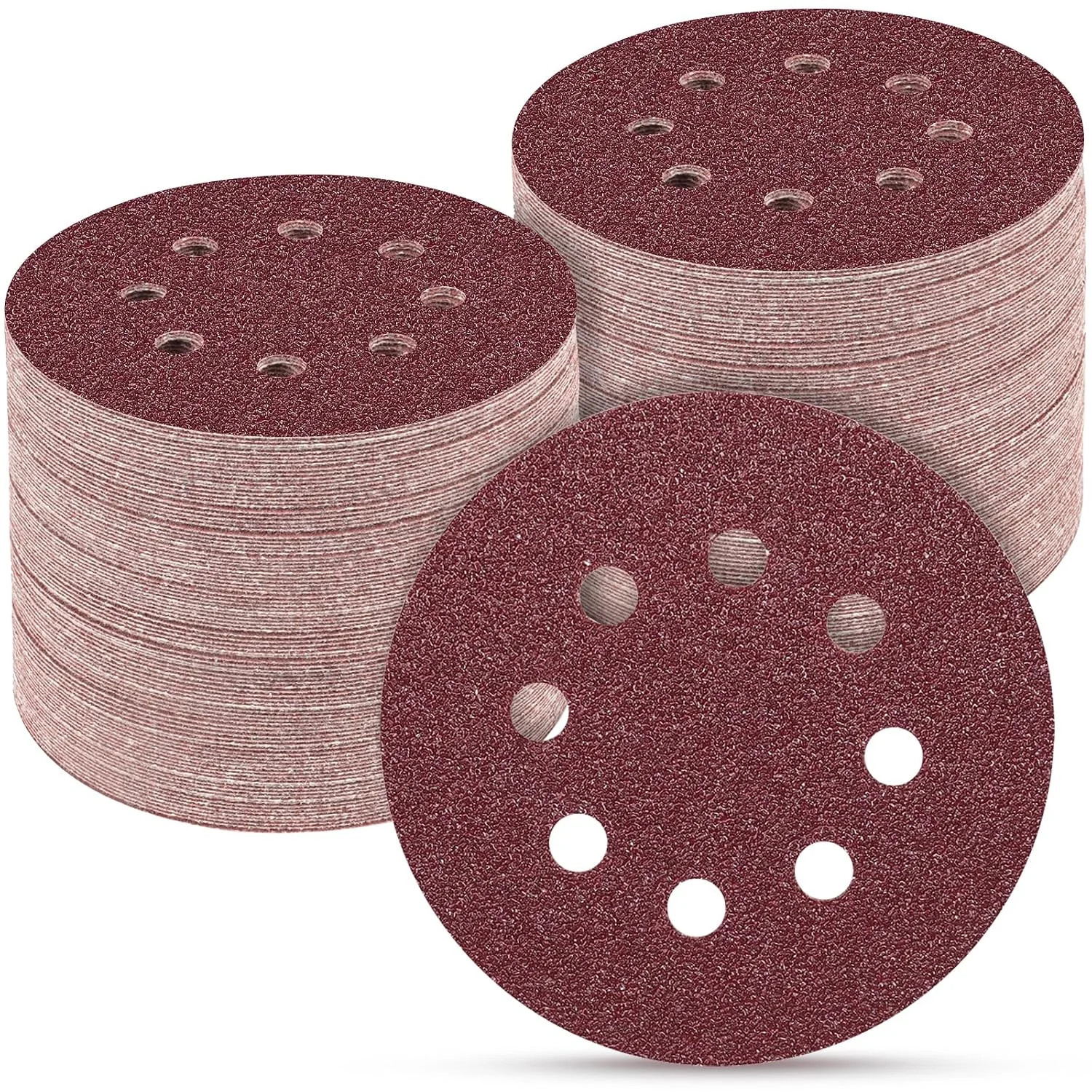 100 PCS 5 Inch Sanding Discs 40 Grit, Round Hook and Loop Sandpaper for Random O