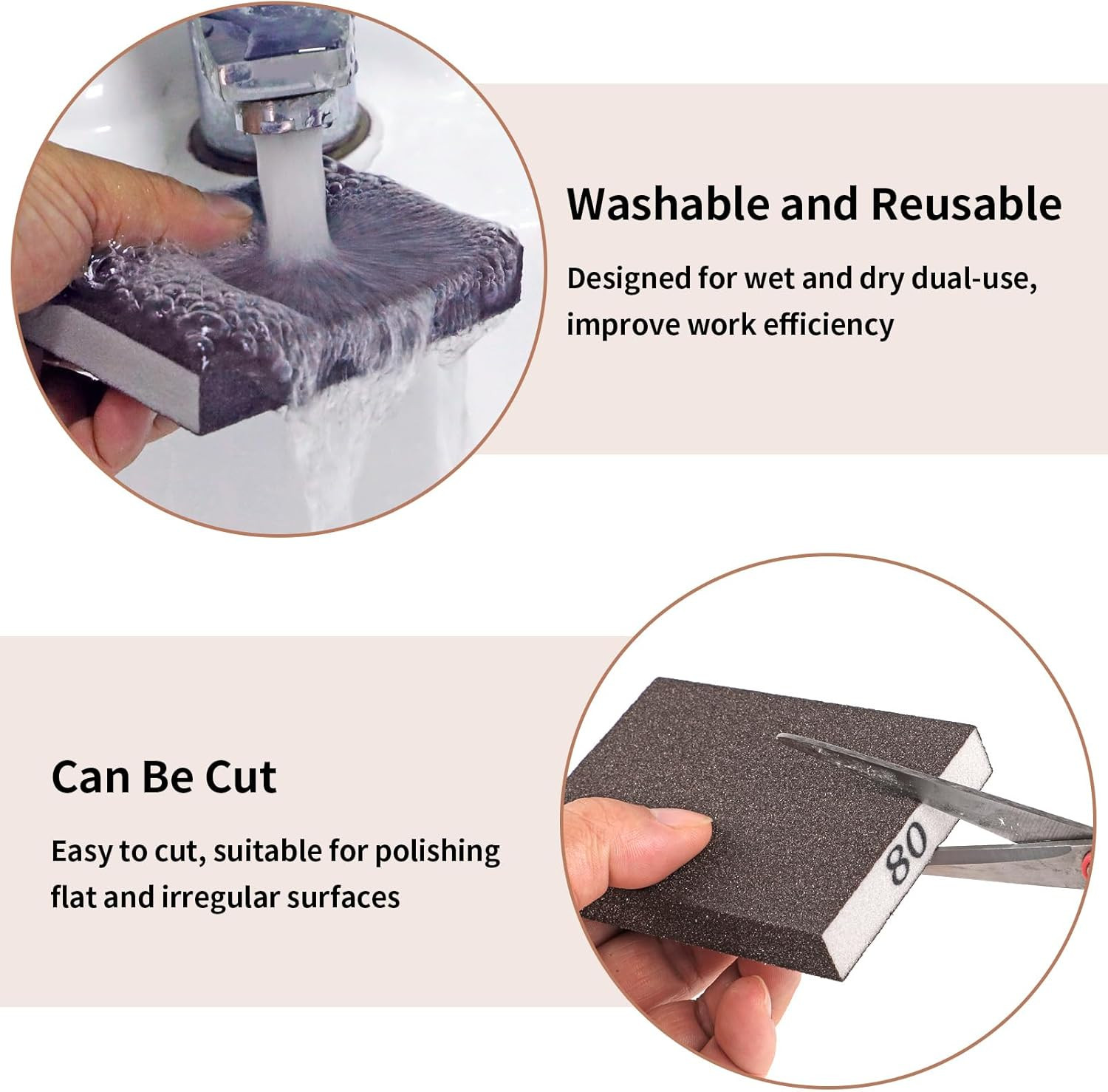 8 Pcs Sanding Sponge Blocks, 60–220 Grit Assortment for Wood, Metal, Drywall