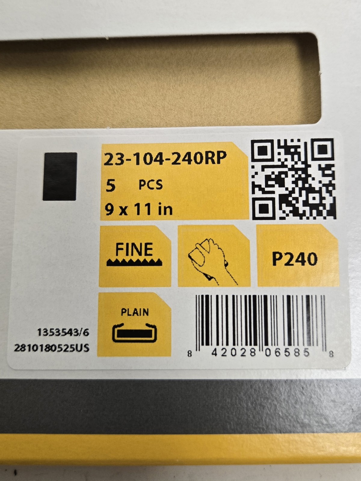 MIRKA SANDING SHEETS 23-104-240RP. 9×11, P240 GRIT. 50 SHEETS.