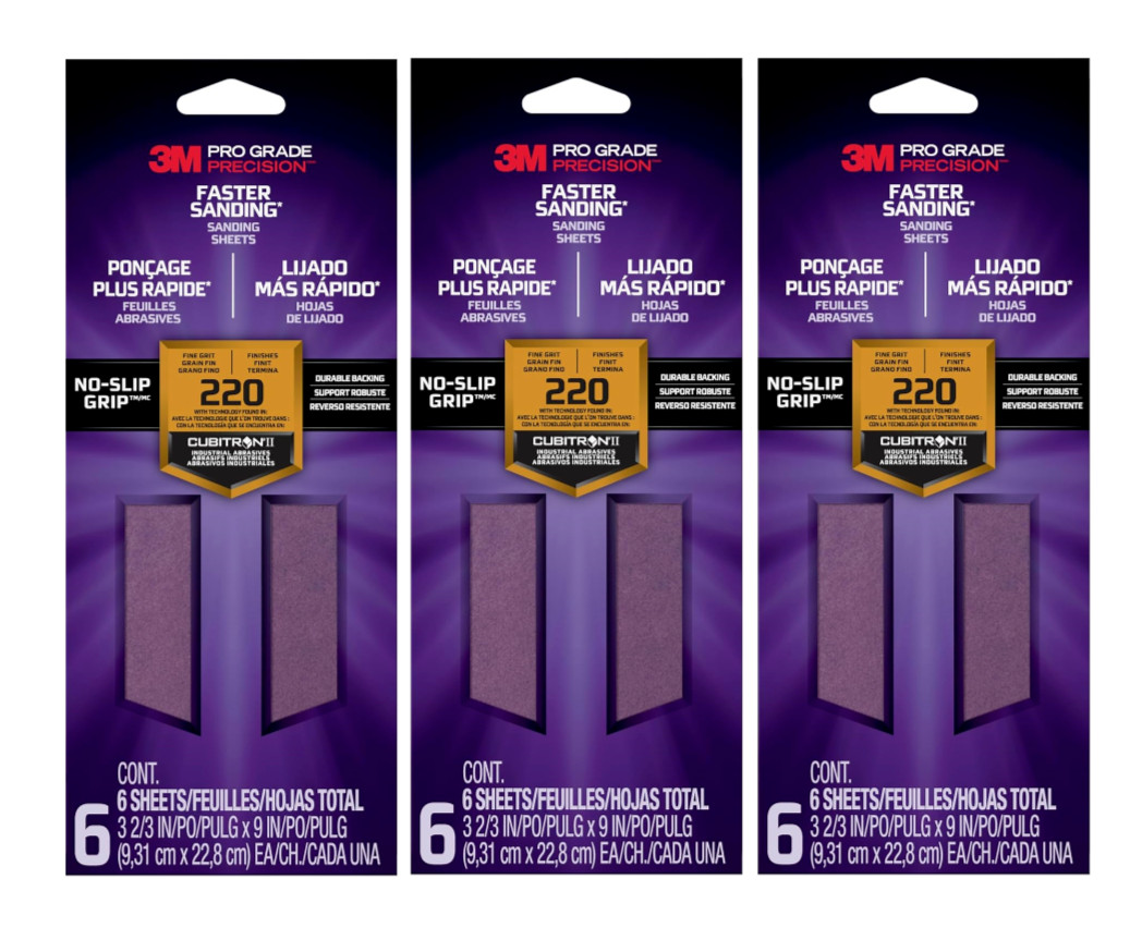 3M pro grade sanding Sandpaper sheets 6 Sheets 3 Pack