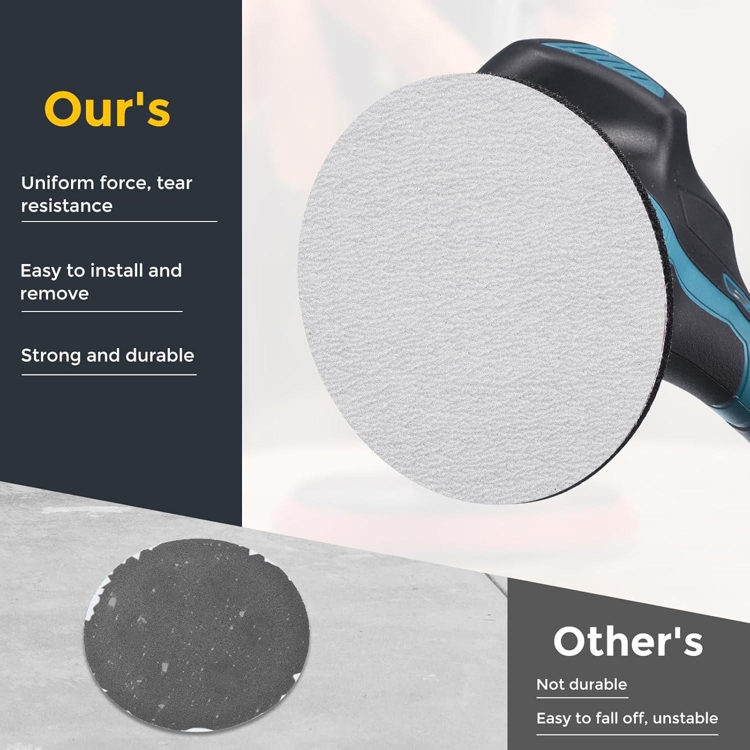 50 Count 5-Inch 180 Grit Hook and Loop Sanding Discs for Precision Finishing