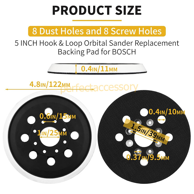 1/2/5Pc 5″ Hook&Loop Sander Pad For Bosch GEX12V GEX12V-5N GEX18V-5N GEX18V-5B15