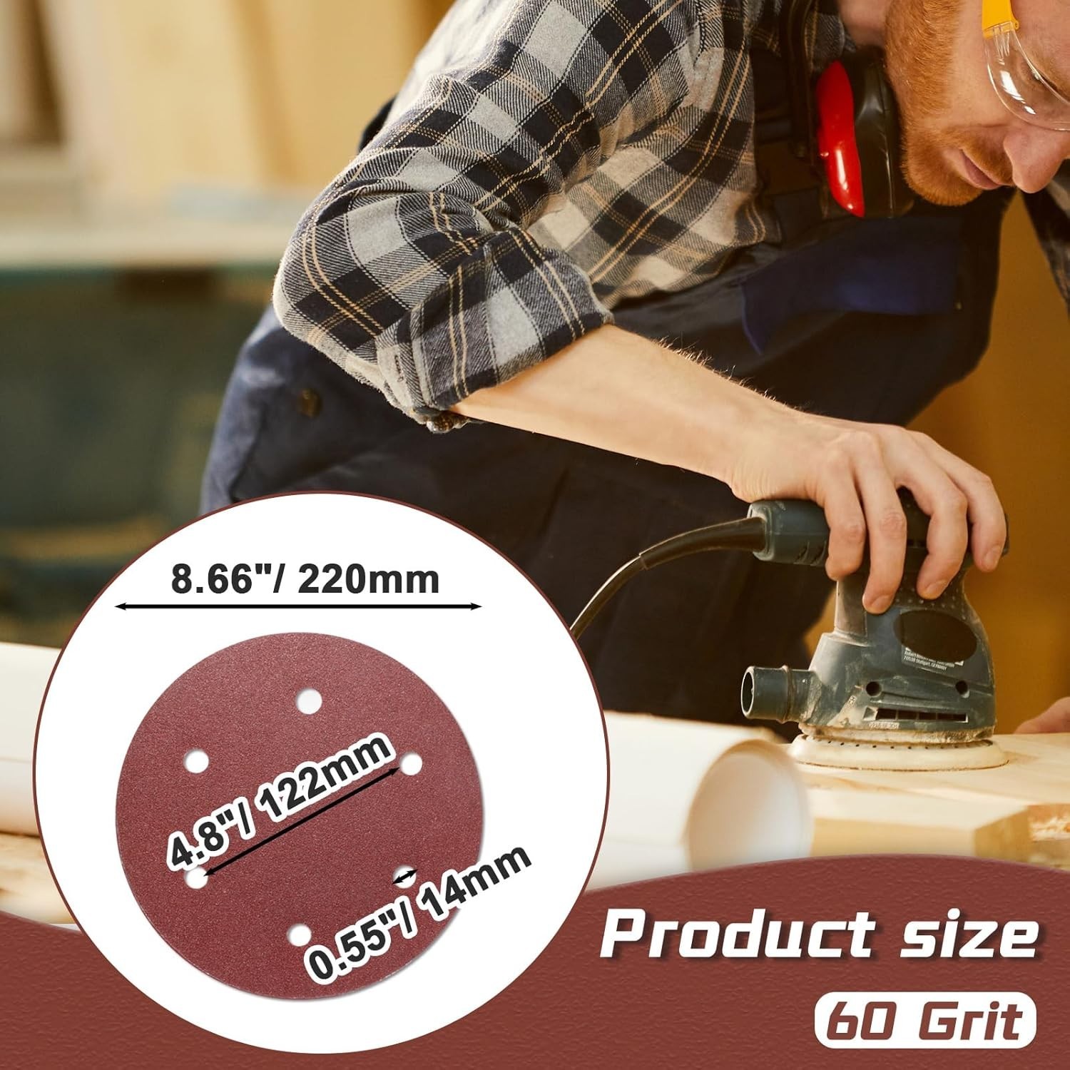 Versatile 12PCS 9 Inch 60 Grit Sanding Discs – Perfect for Wood, Metal, and More