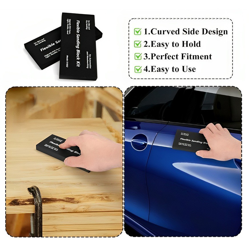 12x Sanding Block Kit Flexible EVA Wet Dry Sanding Blocks for Auto Body Woodwork