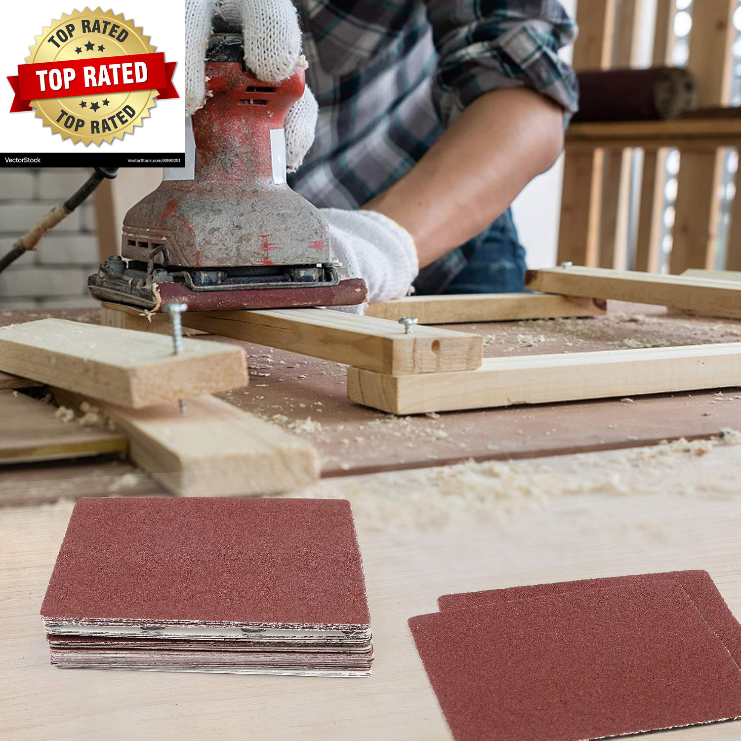 1/4 Sheet Sandpaper for Palm Sander,50PCS 60 80 120 180 240 320 400 600 800 1000