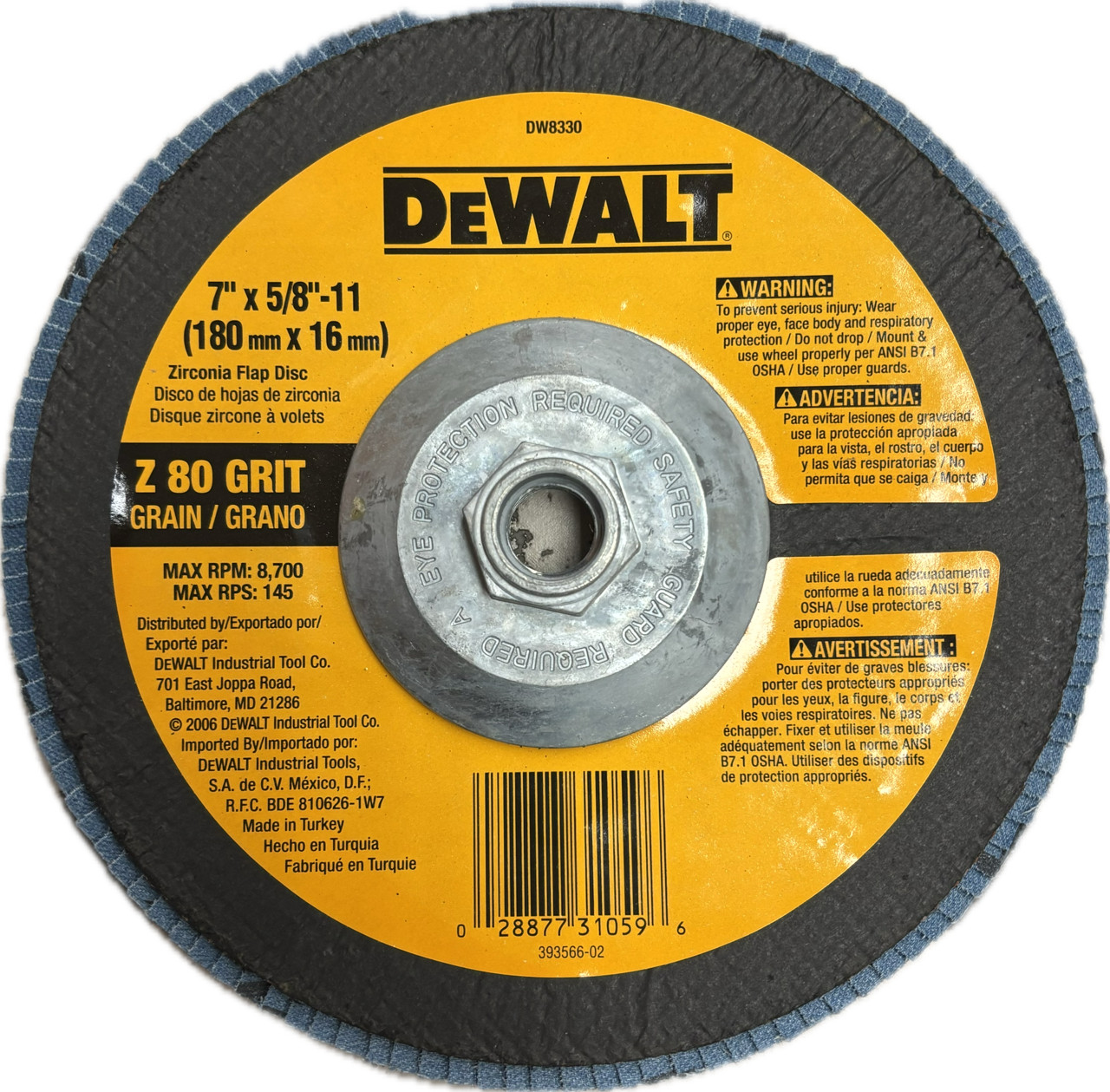 DeWalt DW8330 Flap Disc 7″ x 5/8″ x 11 Z80 Grit High Perform 5 PACK FREE SHIP!!