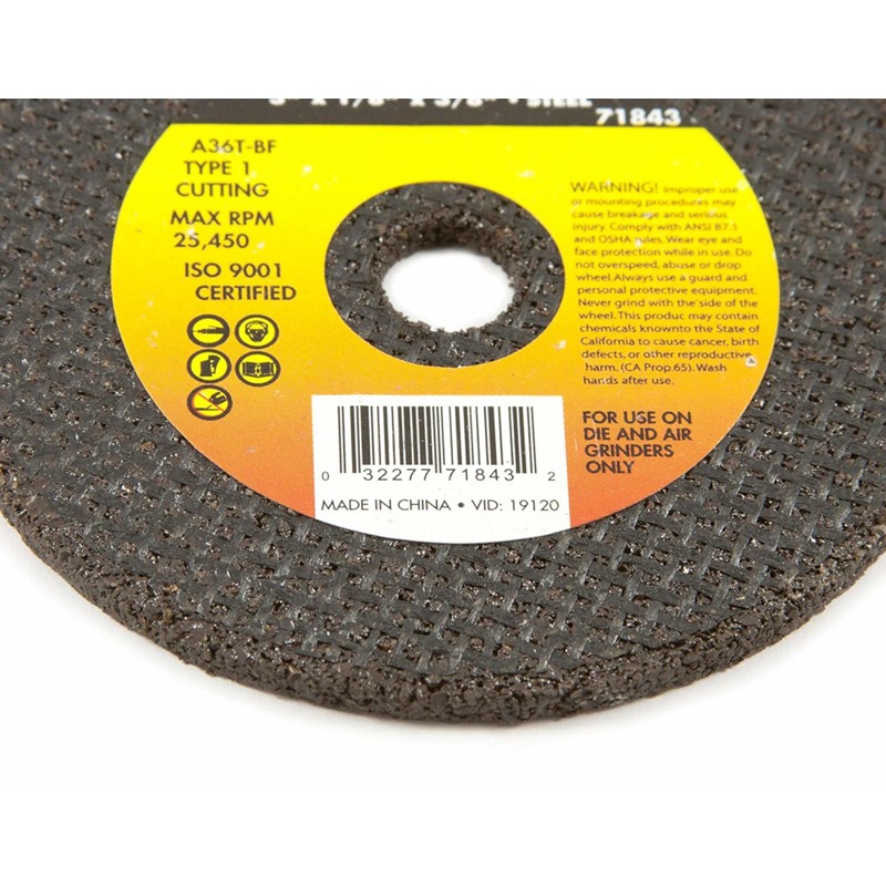 Forney 71843 Aluminum Oxide 25,465 rpm 3 Dia. in. Cut-Off Wheel 1/8 in. Thick
