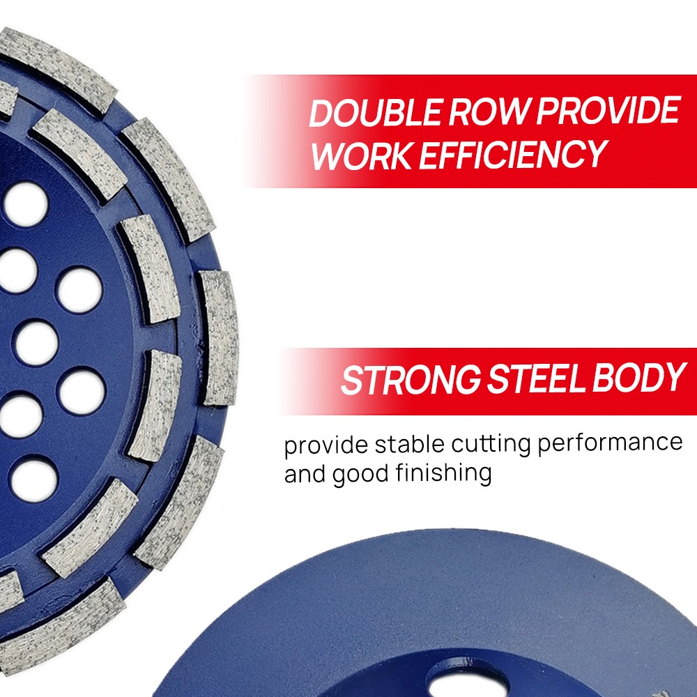 4″ – 7″ Double Row Diamond Cup Wheel Grinding Sanding Discs for Concrete Stone .