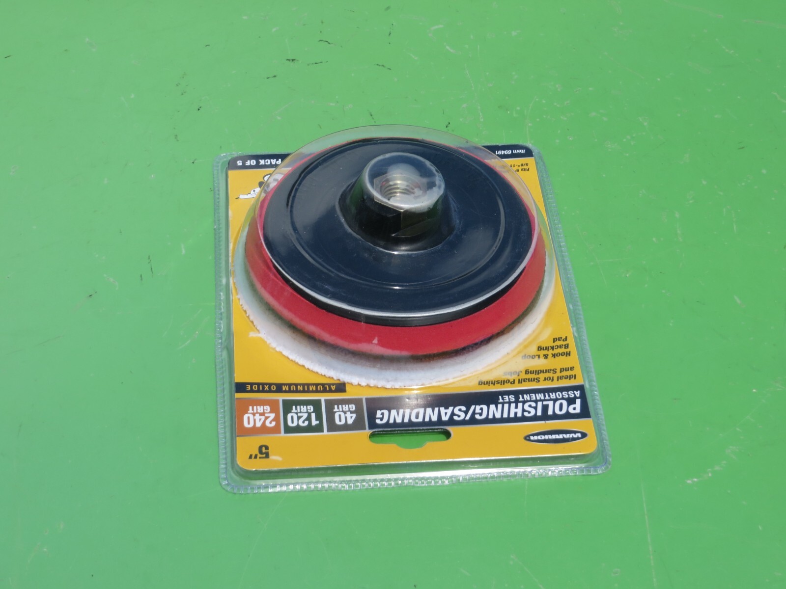 WARRIOR 5″ POLISHING SANDING DISC ASSORTMENT SET PACK OF 5 69491 5/8″ – 11 UNC