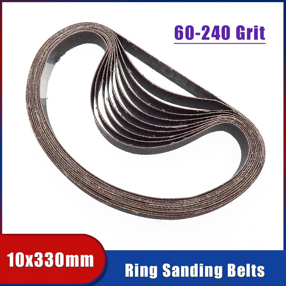 10x330mm Ring Abrasive Sanding Belts Woodworking Metal Polishing 60-240 Grit