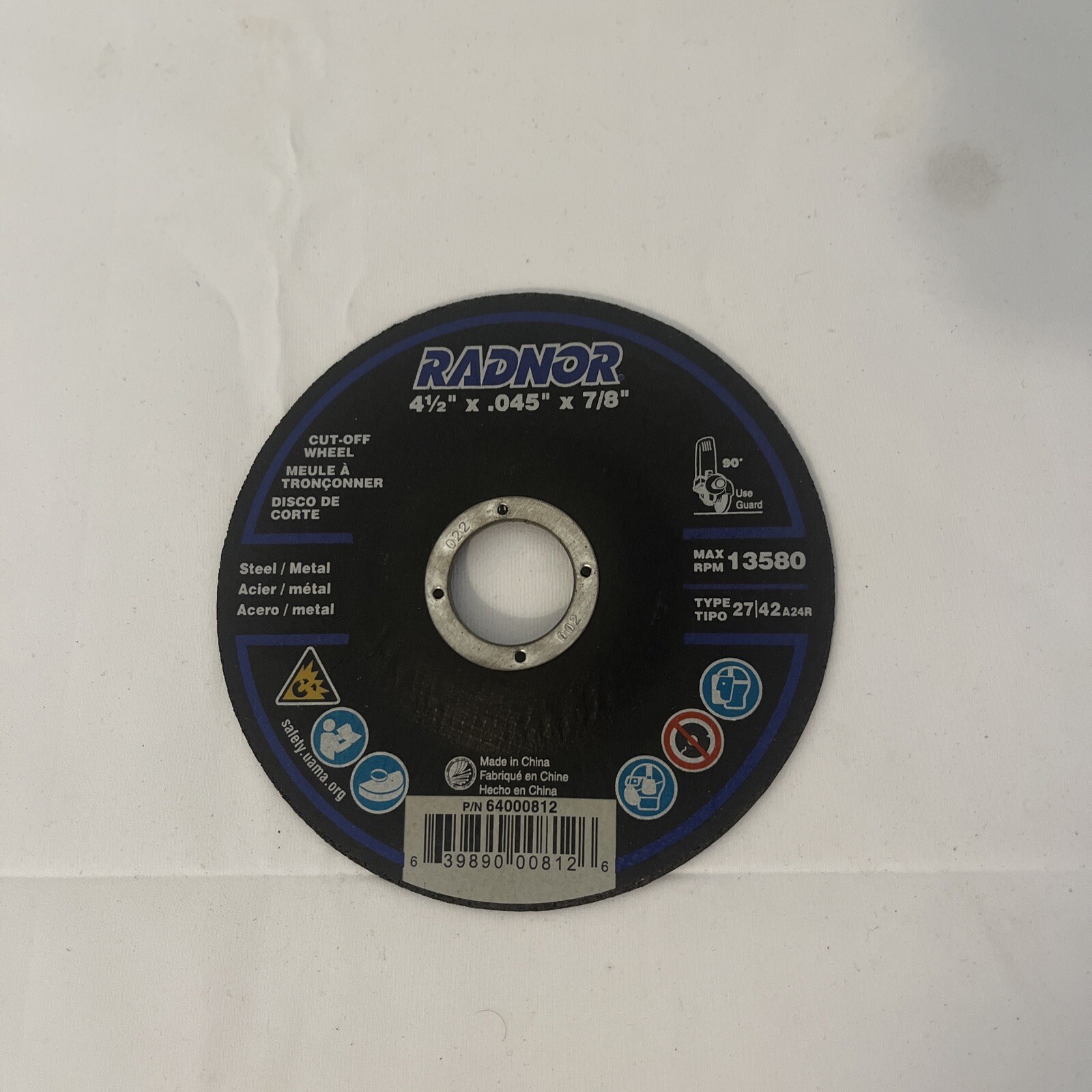 Radnor Type 1 Cut Off Wheel Aluminum Oxide 4-1/2″ x .045″ x 7/8″