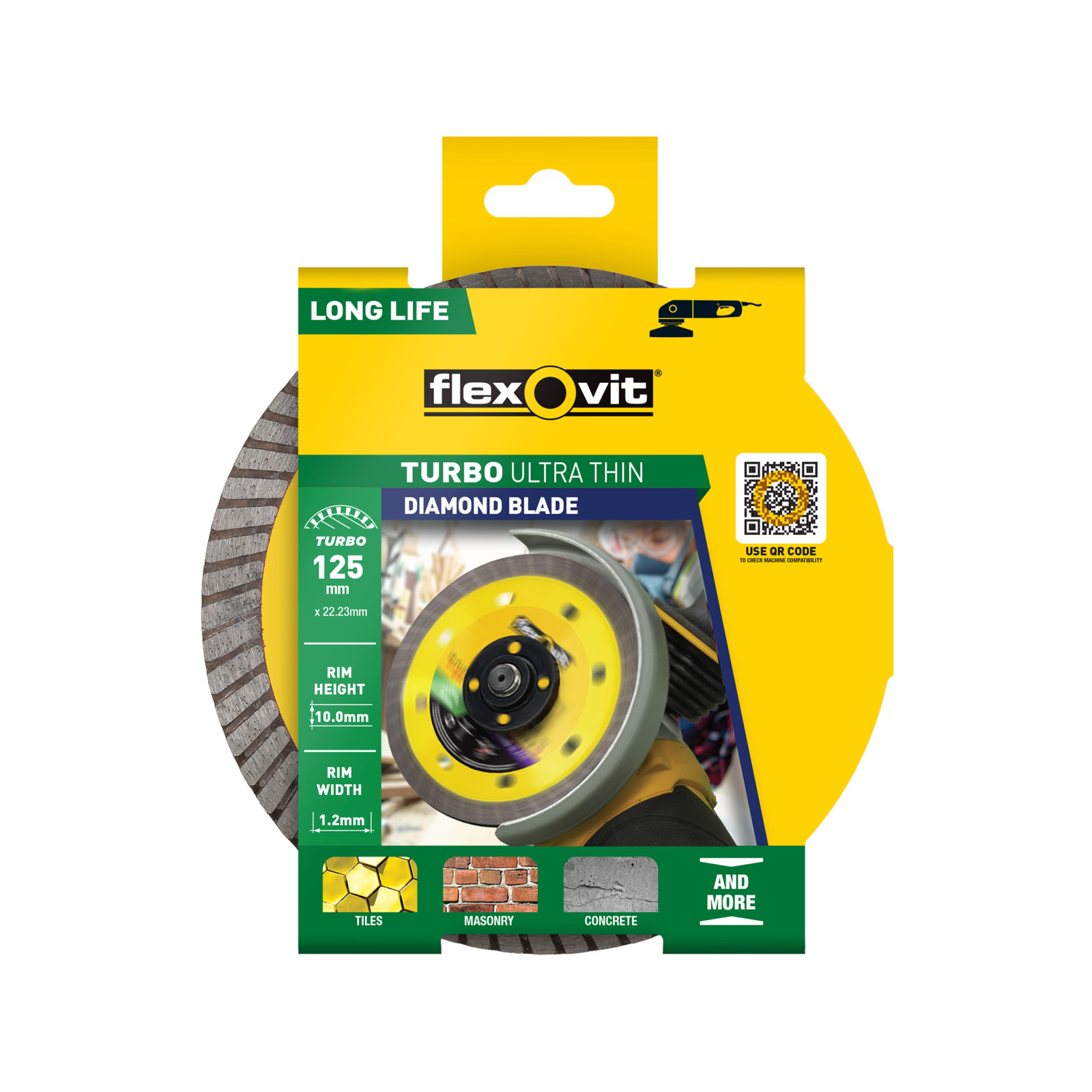 Flexovit 125 x 22 x 1.2mm Ultra-Thin Turbo Diamond Blade