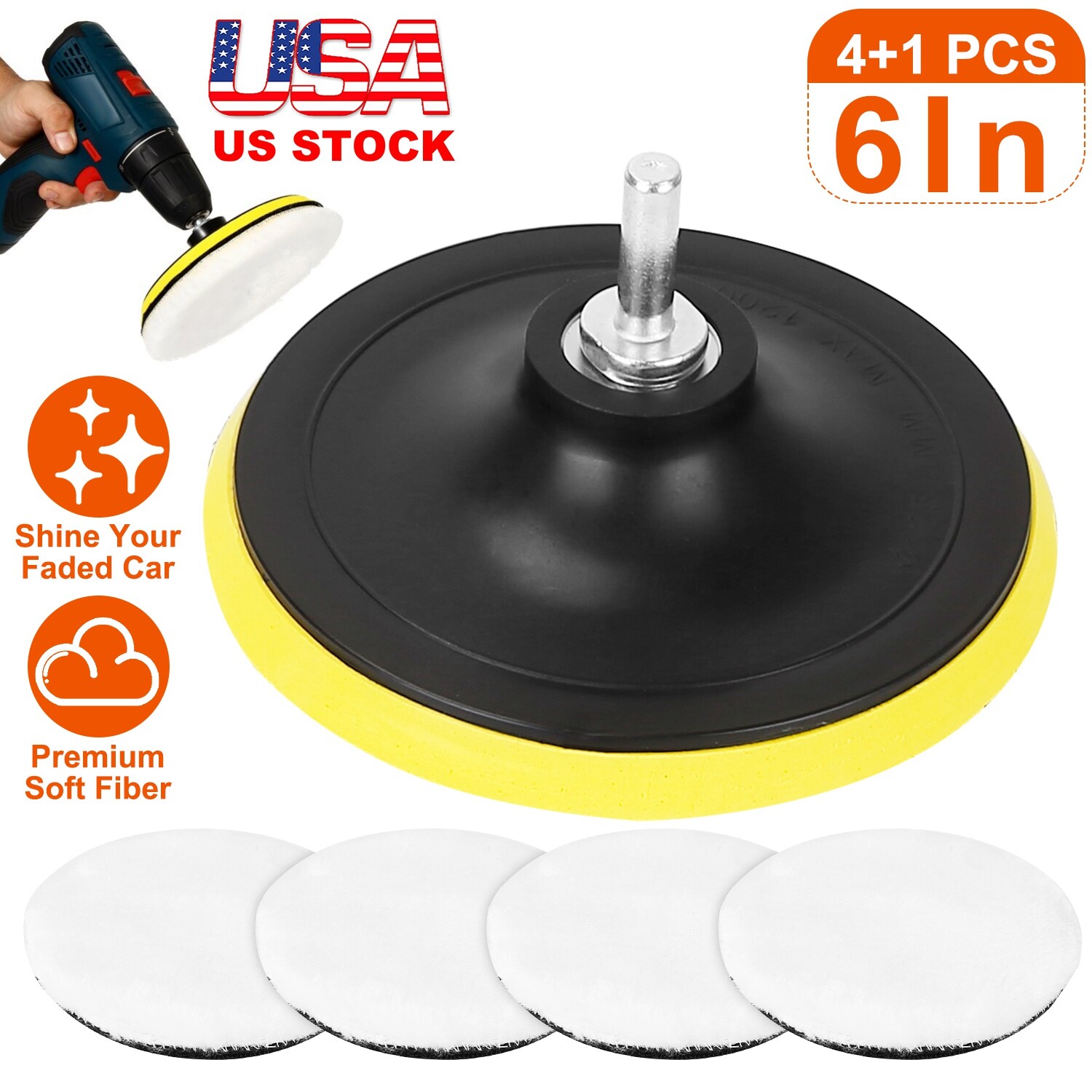 5 Pieces 6 Inch Wool Polishing Buffing Pads Polishing Pads Kit for Car Polisher