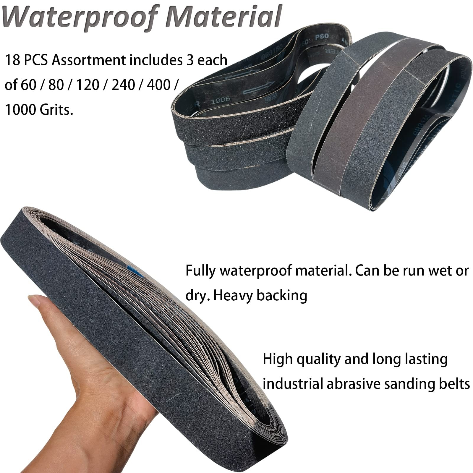 18 Pack 1-1/2 x 30 Inch Silicon Carbide Sanding Belts for Pipe Tube Polisher …