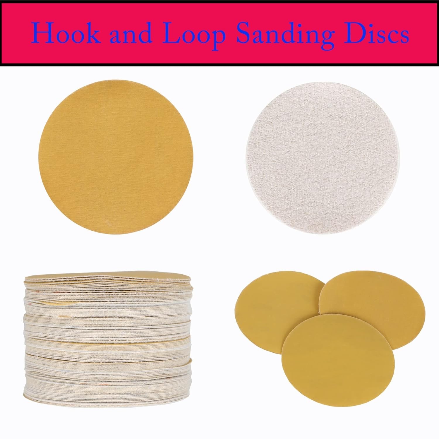 25PCS 5 Inch AO Sanding Disc Gold Hook Loop No Hole 125MM Sanding Discs 320 Grit