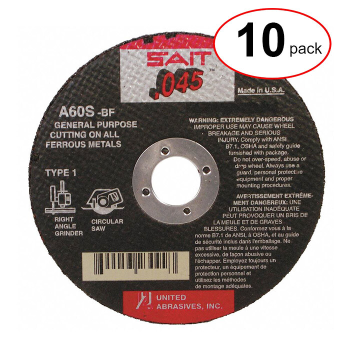Sait 23101 4-1/2″ x .045″ x 7/8″ A60S Metal Cut-Off Wheel (10Pack)