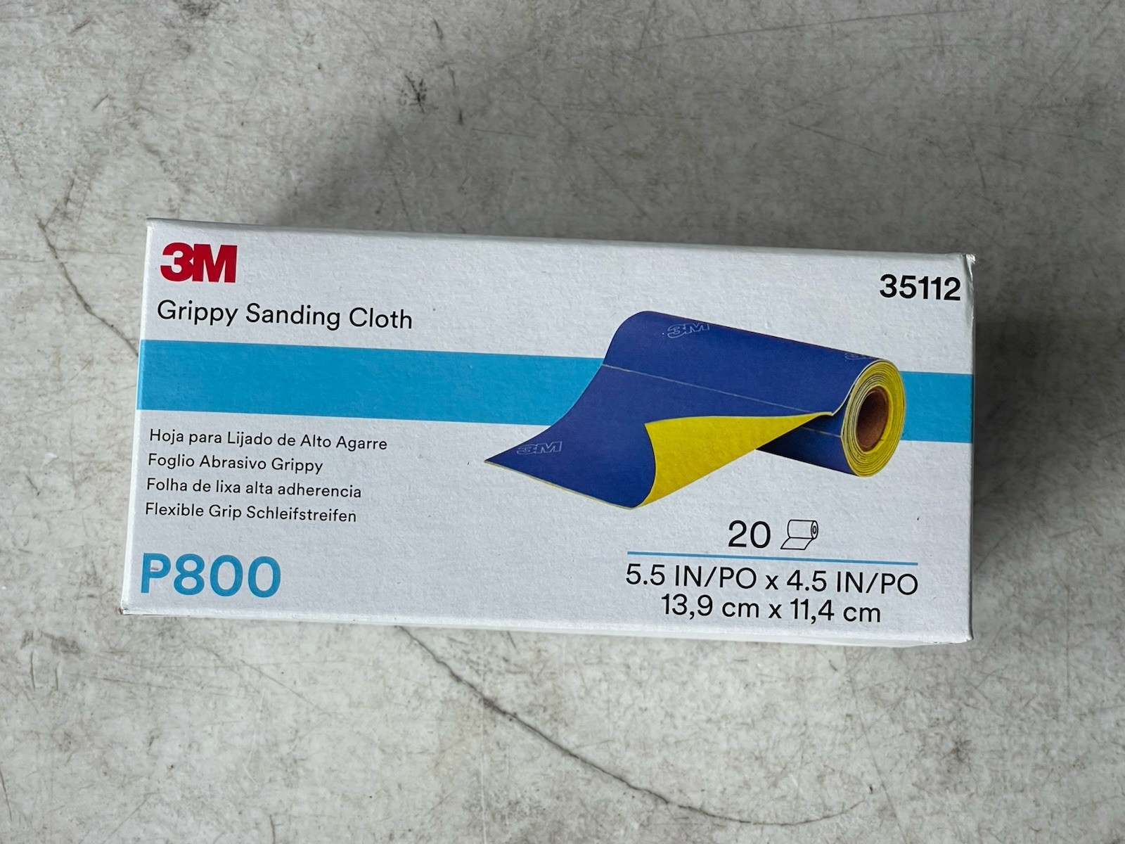 3M Grippy Sanding Cloth 35112 P800 Grade 5.5 In x 4.5 In 20 Sheets