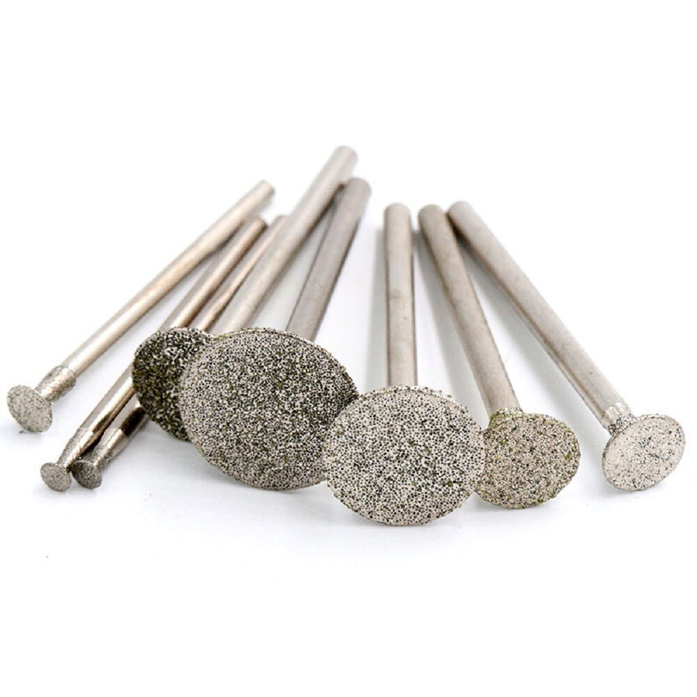 0.8mm-12mm Diamond Burr Concave Grinding Head Bit 2.35mm Shank For Rotary Tool
