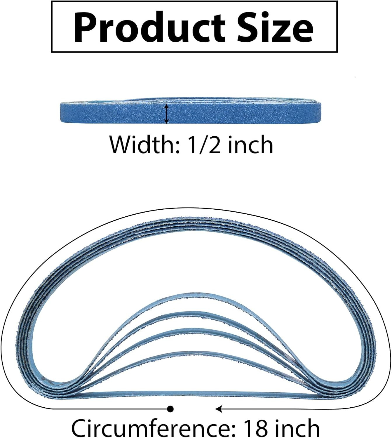 1/2 X 18 Zirconia Sanding Belts, 35 Pcs 7 Each of 40/60/80/100/120 Assorted Grit