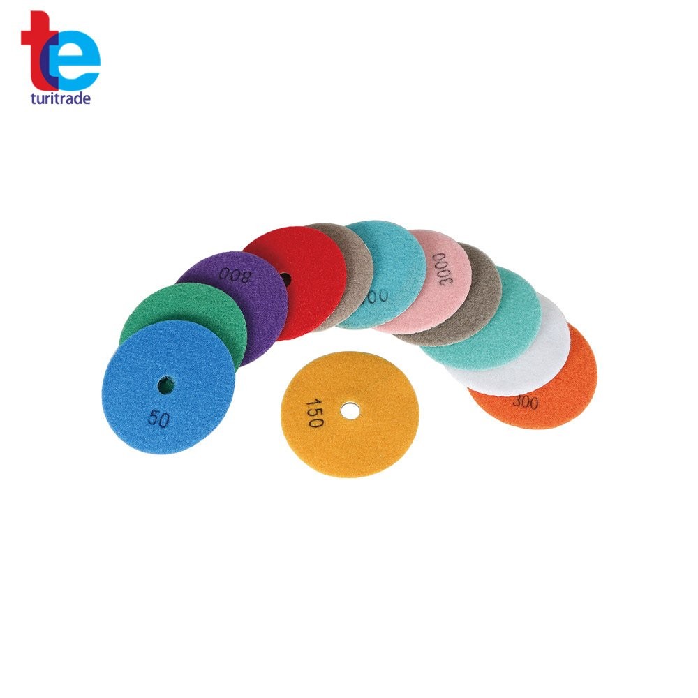 14 Pack 4Inch Diamond Polishing Pads Kit With 2 Pack 5/8In-11 Backer Pads
