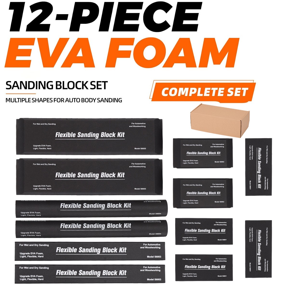 12X Sanding Block Kit Flexible EVA Wet Dry Sanding Blocks for Auto Body Woodwork