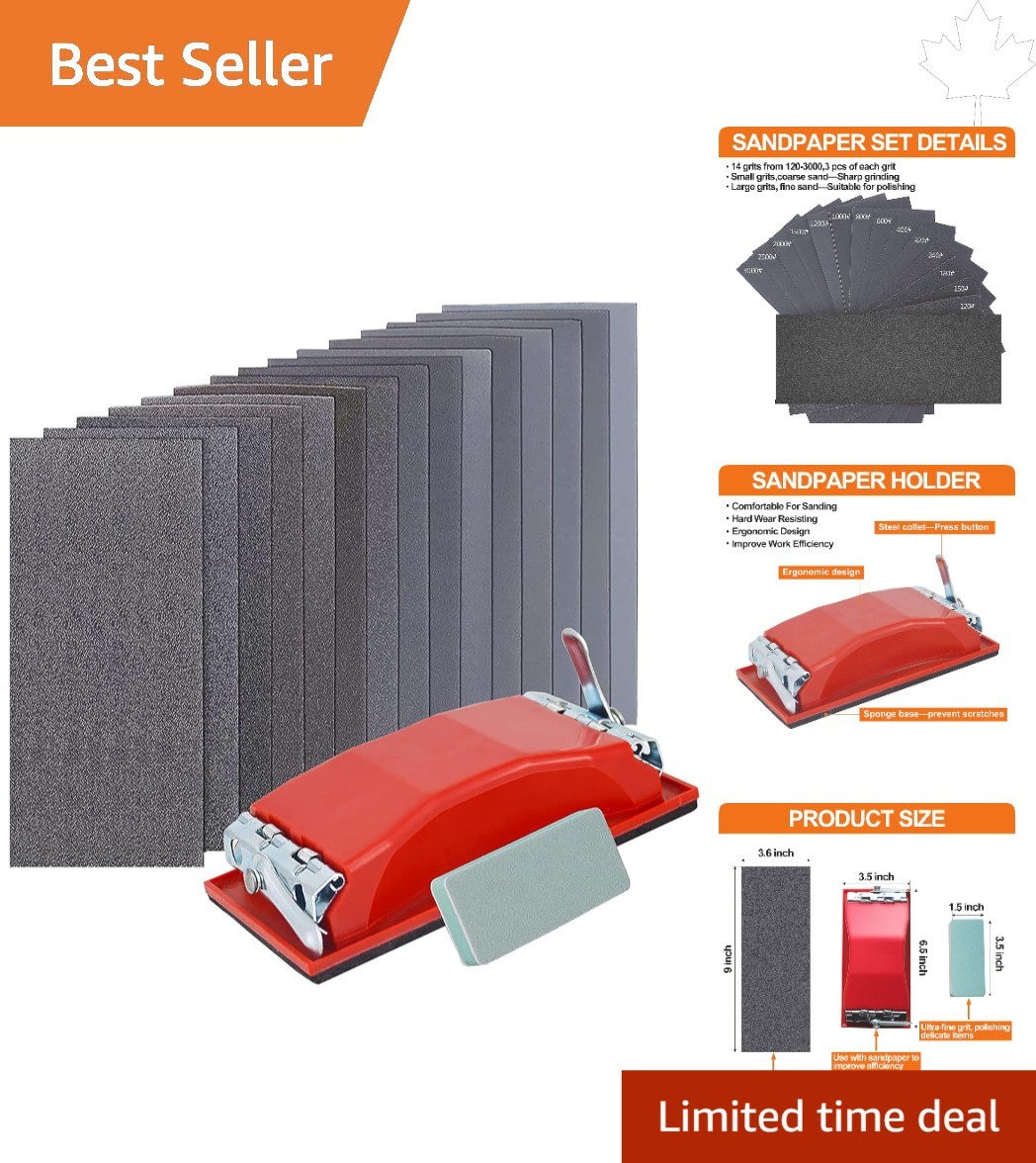Ergonomic Wet & Dry Sandpaper Pack – 42 Sheets in Grits from 120 to 3000