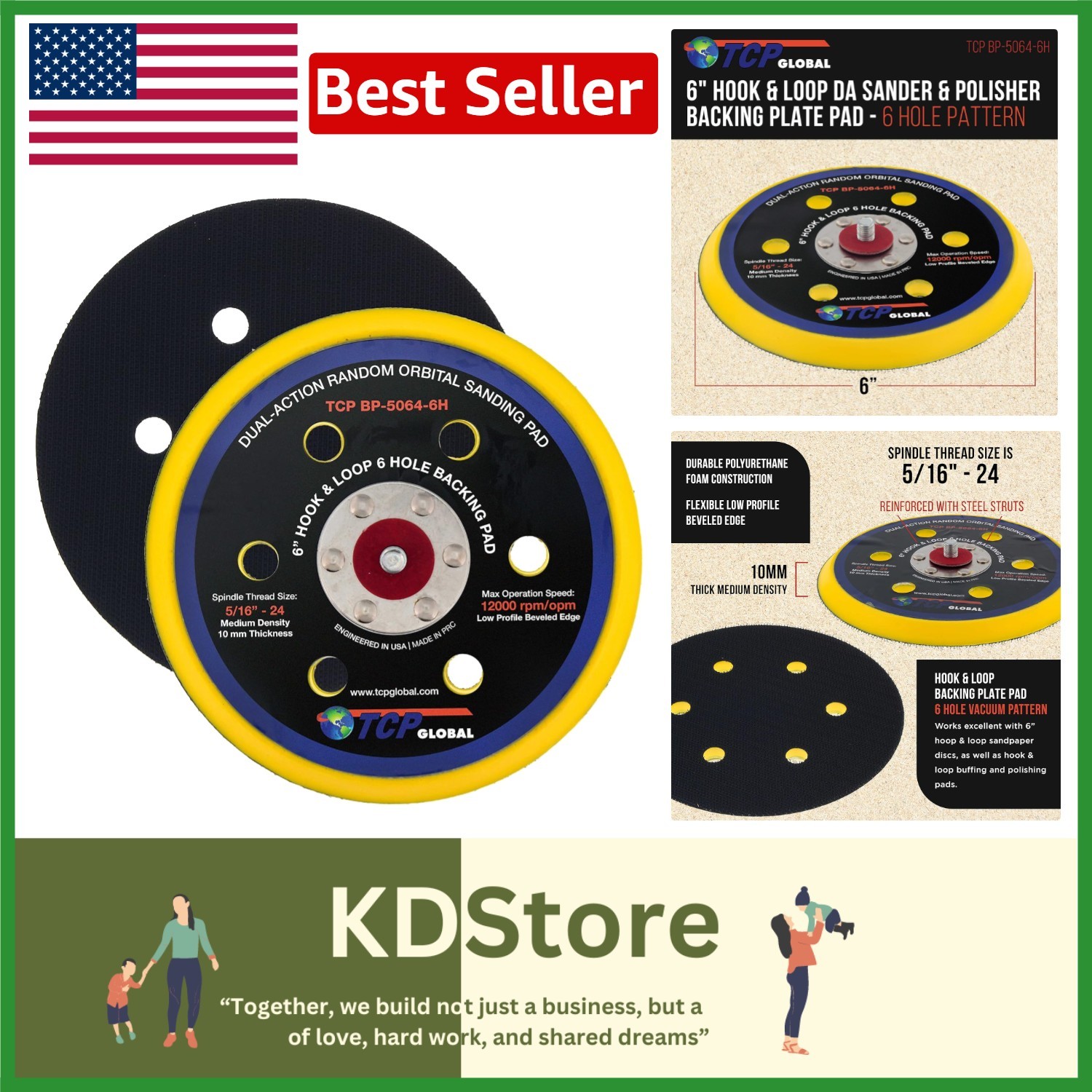 6″ Low Profile Sanding Pad with 6 Hole Pattern – Ideal for Auto & Woodwork