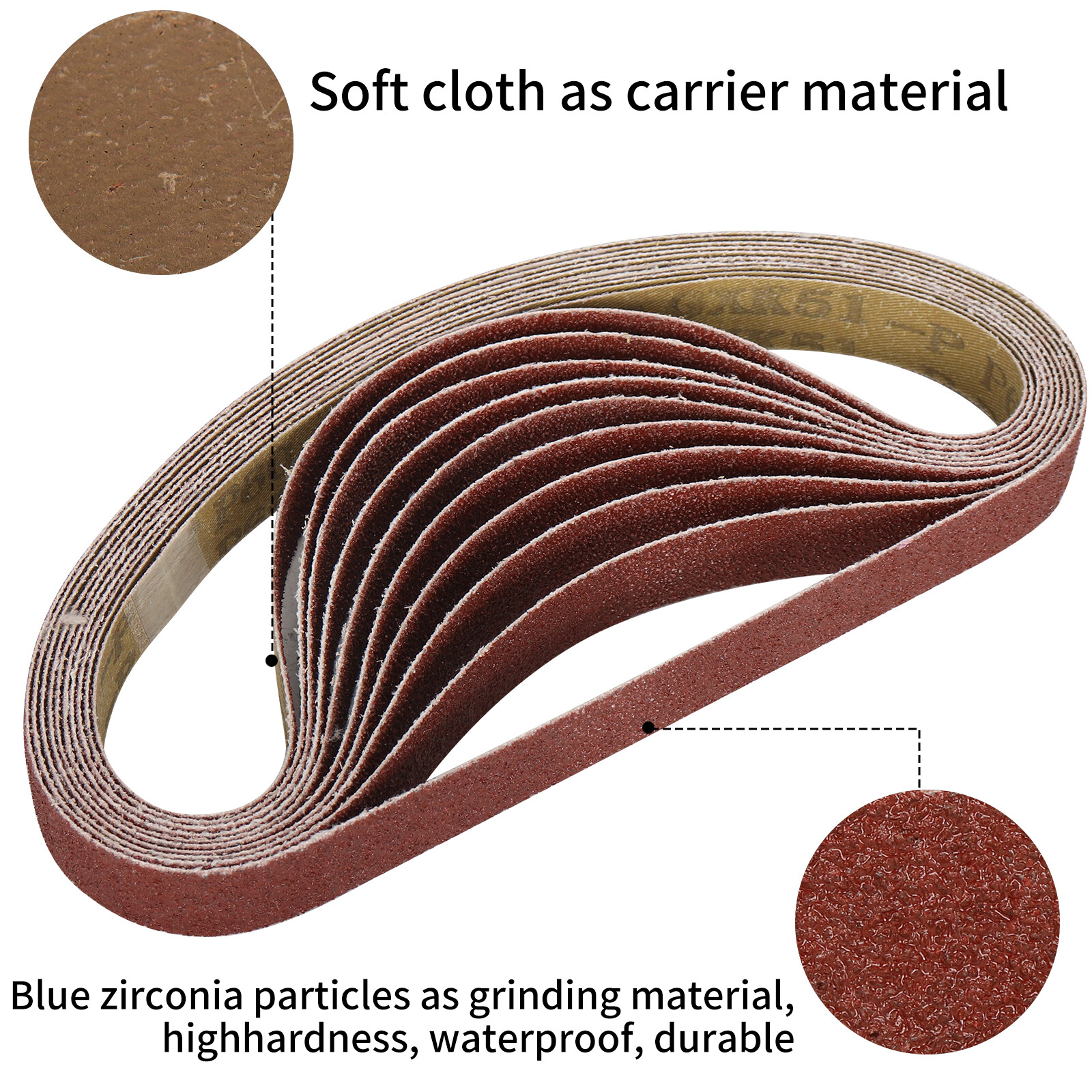 20mm x 520mm Sanding Belts For Belt Sander Sandpaper Abrasive 60 80 120 Grit