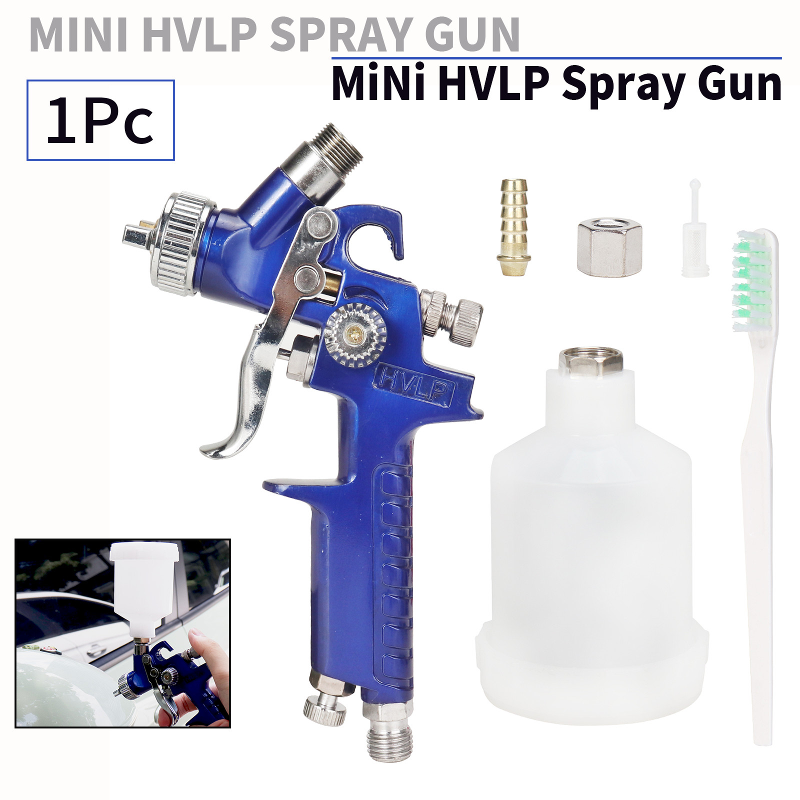 0.8/1.0mm Air Paint Spray Gun HVLP Sprayer Gravity Feed Auto Furniture Painting