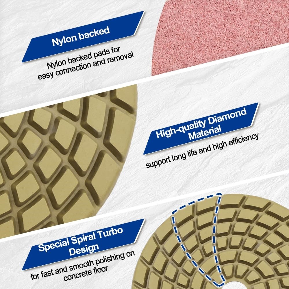 12 Pack 4 Inch 200 Grit Diamond Wet/Dry Polishing Pads for Concrete NEW