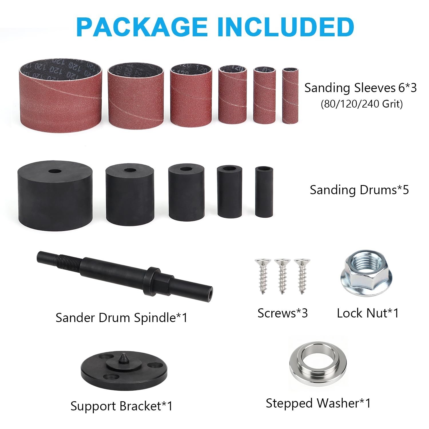 Drill Press Sanding Kit with Support Bracket and Stepped Washer Included