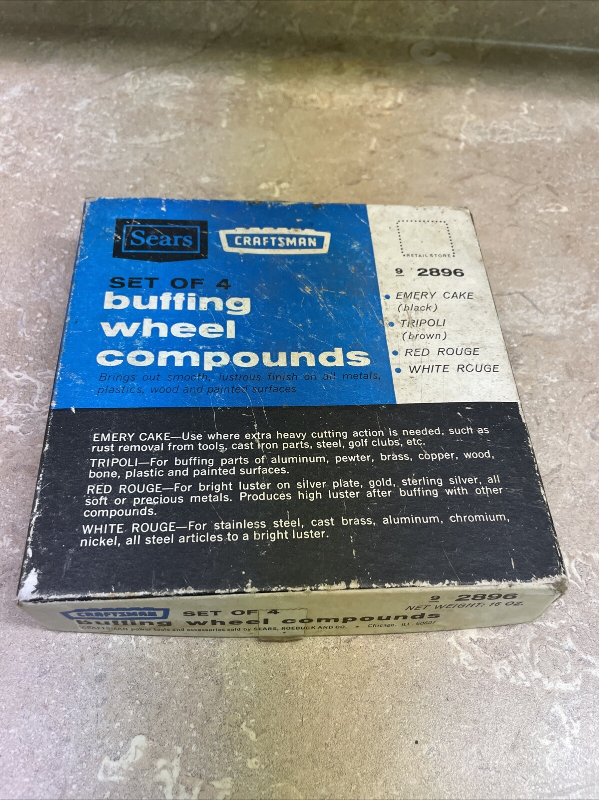 Vintage Sears Craftsman No.9-2896 Set of 4 Buffing Wheel Compounds