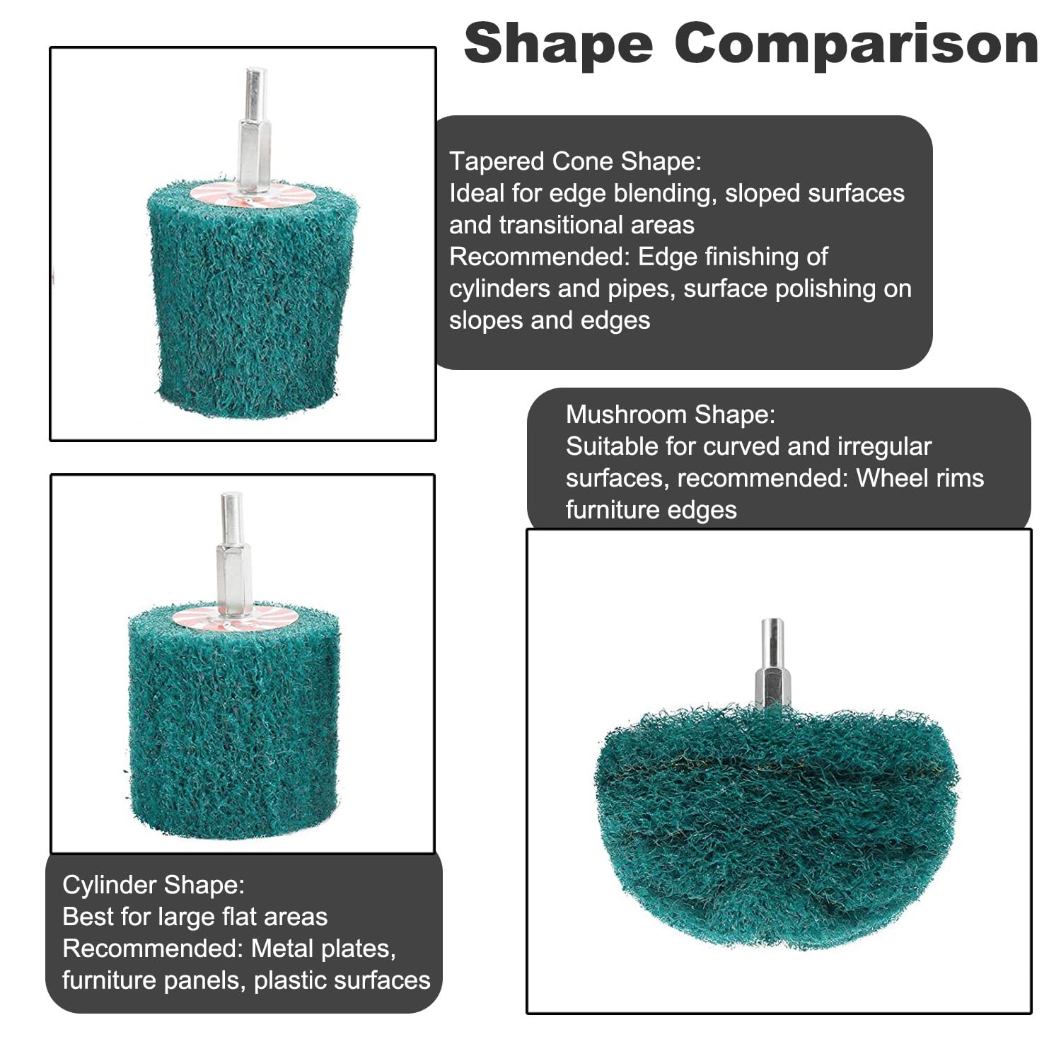 7 PCS Non Woven Abrasive Buffing Polishing Wheels Drill Attachment 180 Grit