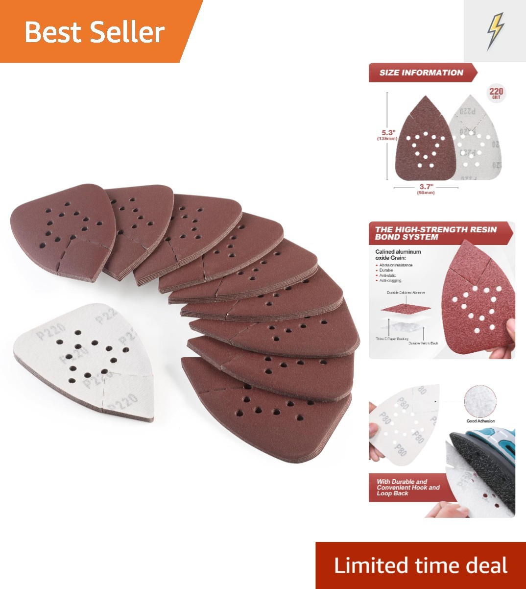 50-Pack 220 Grit Sanding Pads for Detail Sander – Perfect for Smooth Finishes