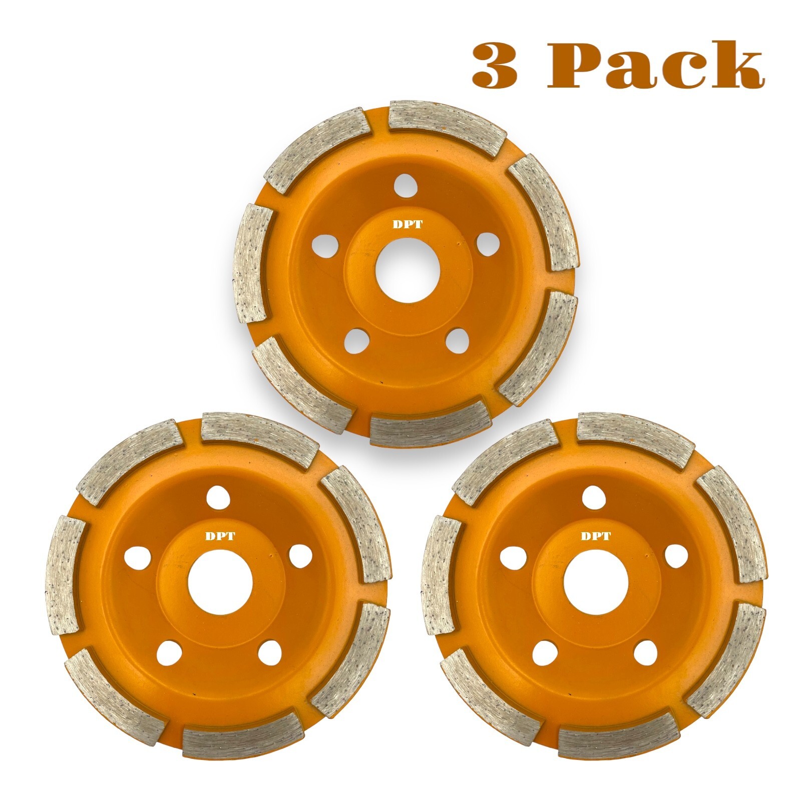 3 Pack 4 Inch Concrete Diamond Cup Wheels Grinding Concrete Masonry 7/8″ Arbor
