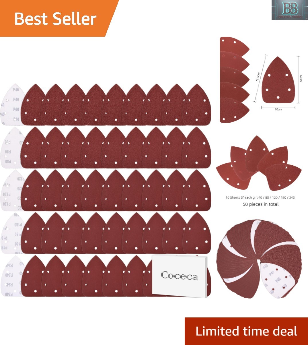 50pcs Mouse Detail Sander Sandpaper Set – Grits for Perfect Finishing