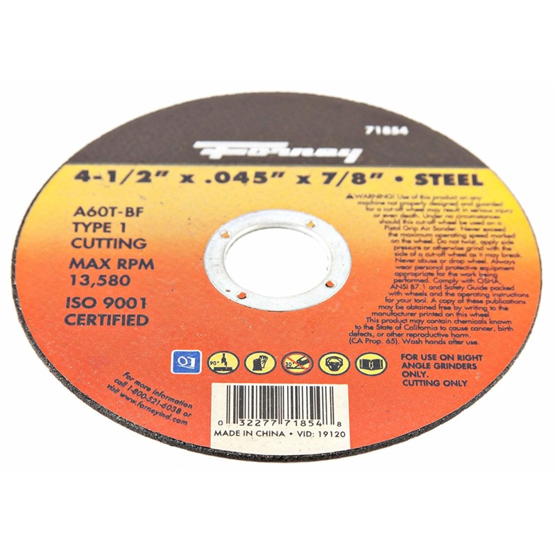 Forney 71854 Aluminum Oxide 60-Grit 4-1/2 Dia. in. Cut-Off Wheel 0.045 in. Thick
