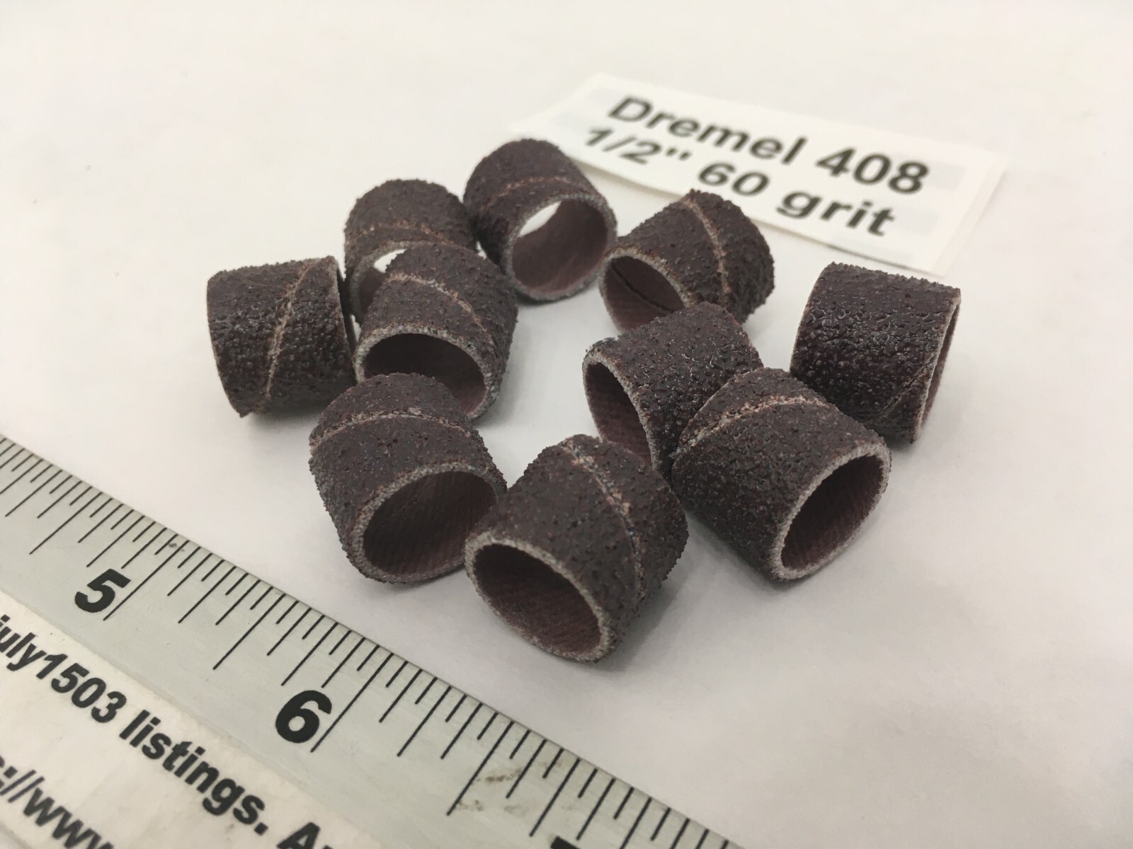 (10) NEW Dremel 408 Sanding Drums – 60 Grit – 1/2″ Rotary Tool Band Sleeve
