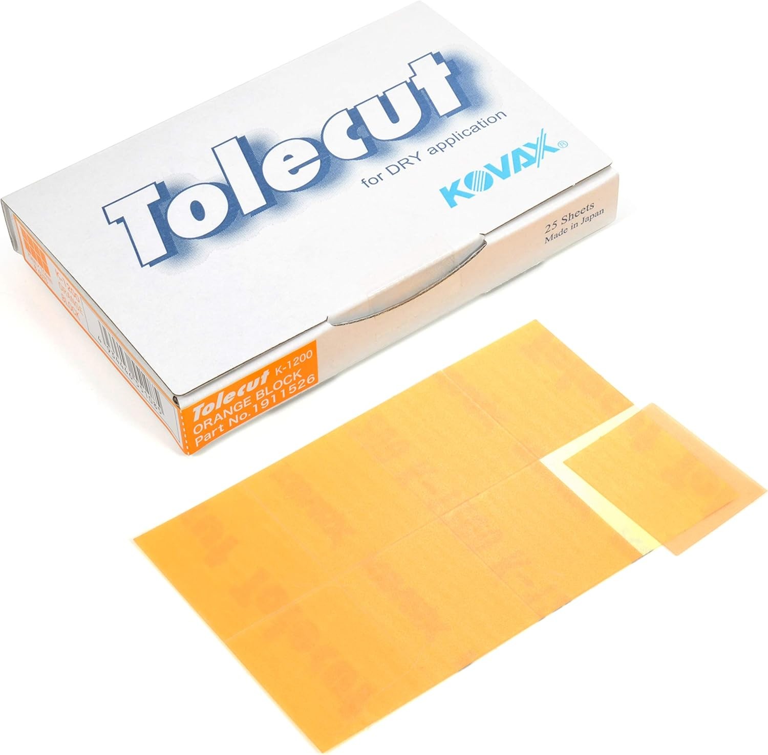 Tolecut PSA 8-Cut Block Sanding Sheets, Orange K-1200, 8-Cut, K-1200