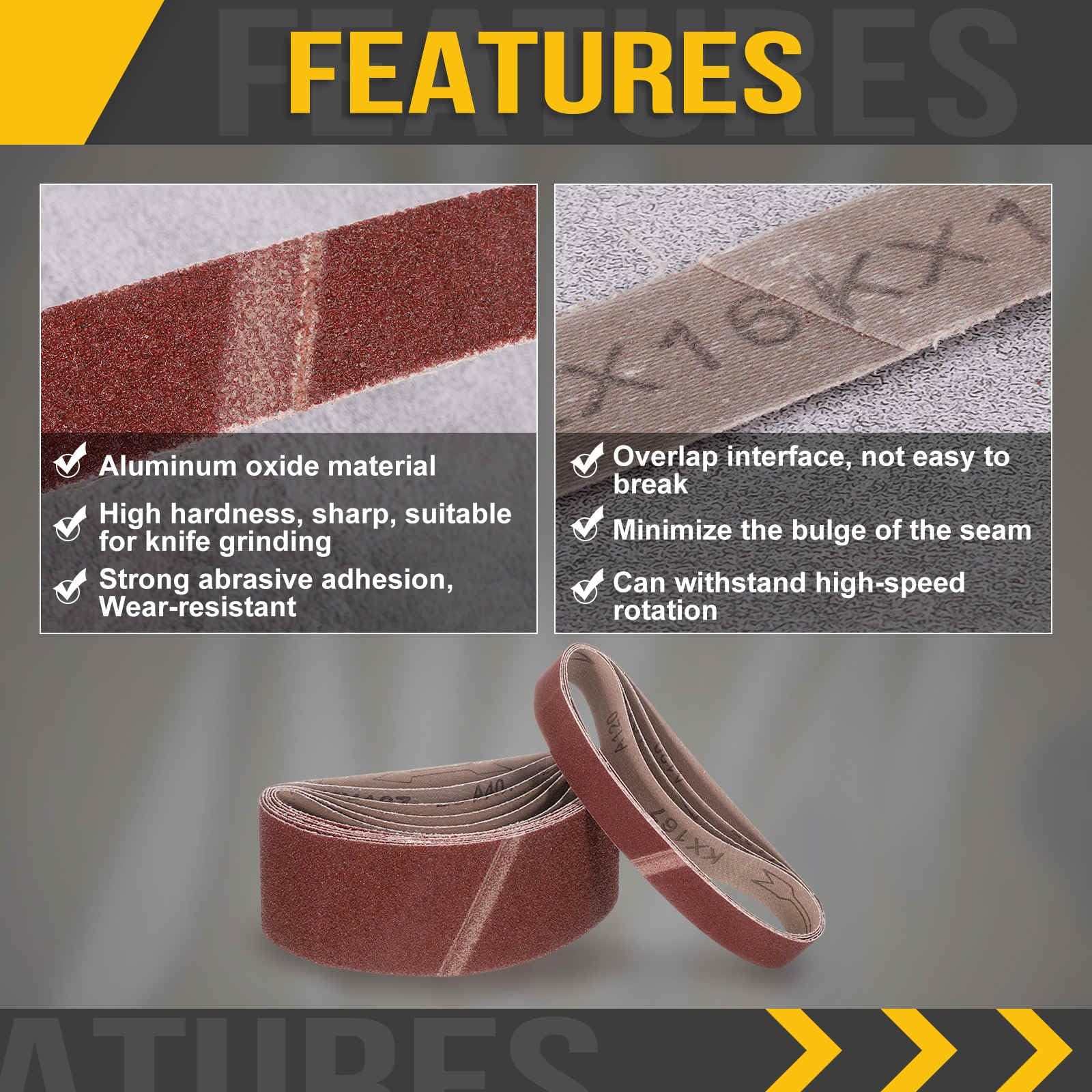 CoCud 4 x 21 Inch Sanding Belt, 24 Pcs 4 x 21 Inch(40/60/80/100/120/240 Grit）