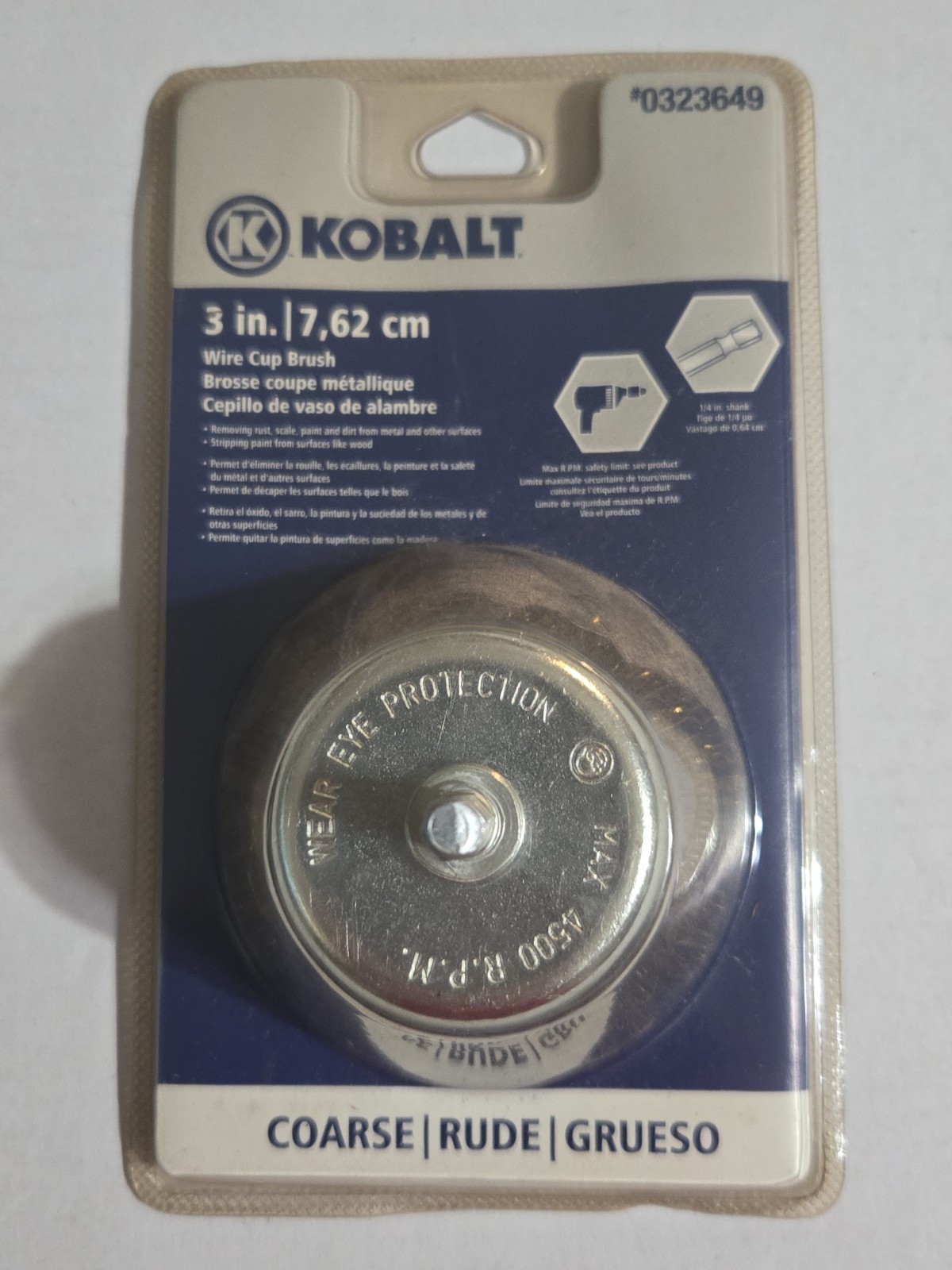 Kobalt Wire Wheel Cup Brush #0323649 3″ (7.62cm) COARSE 1/4″ Shank NEW