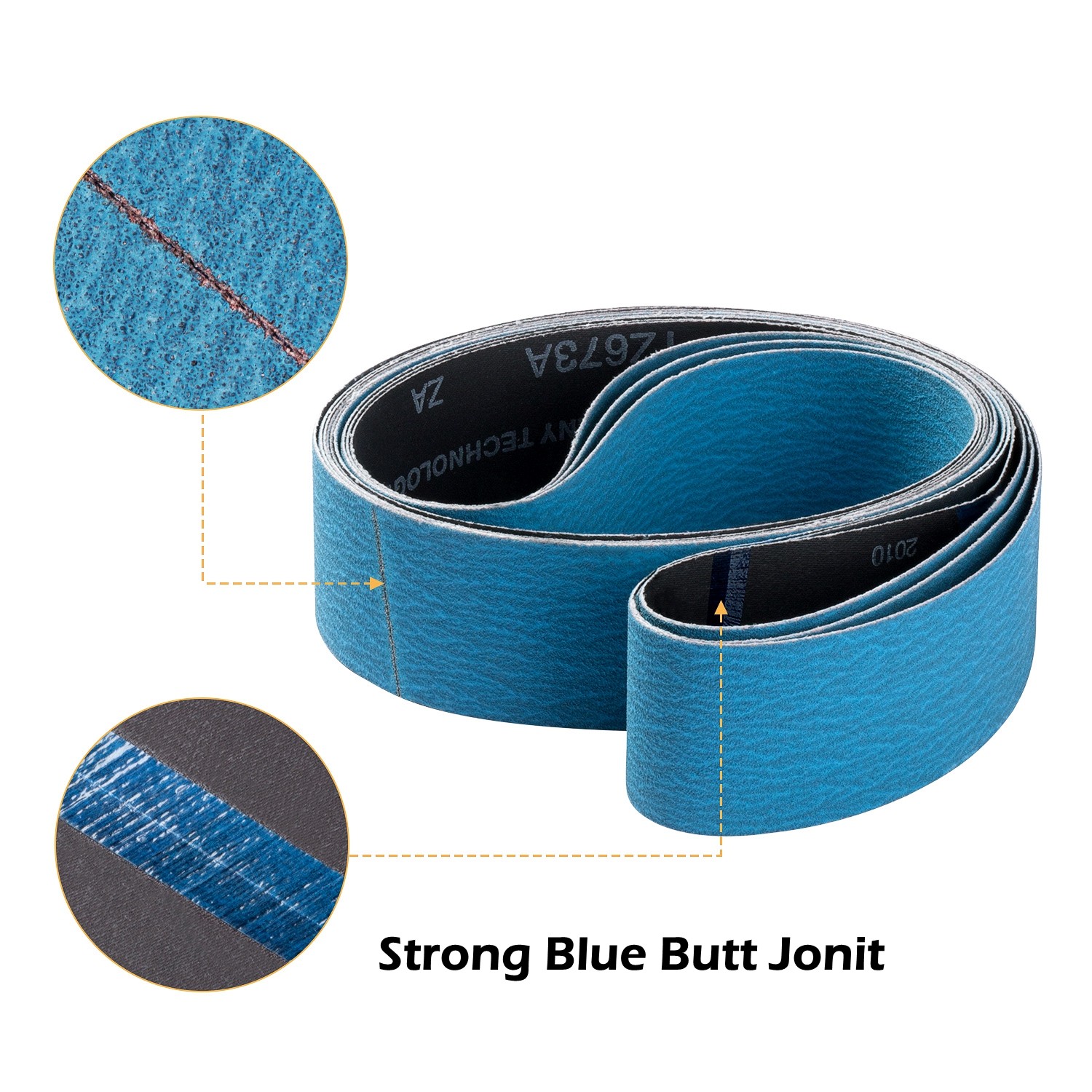 3PCS 2×42 in Blue Zirconia Abrasive Sanding Belts 60 Grit Sander Belts for Metal
