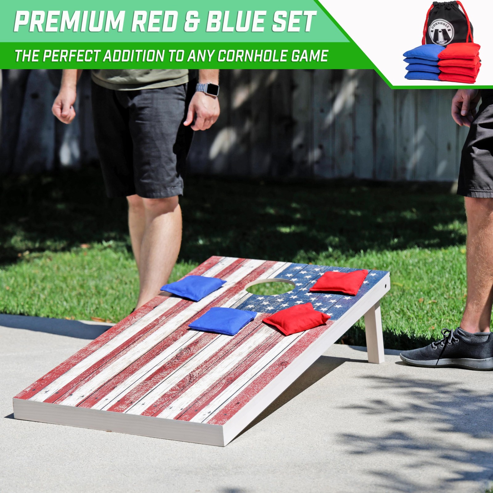 GoSports Official Regulation Cornhole Bean Bags Set (8 All Weather Bags) – Red a