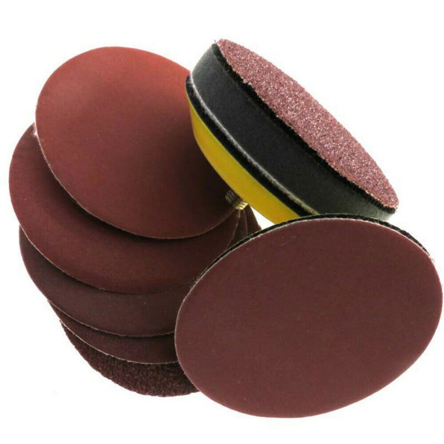 3 inch 75mm Sanding Disc Pads Hook & Loop Orbital Red Sandpaper Dry 40-1000 Grit