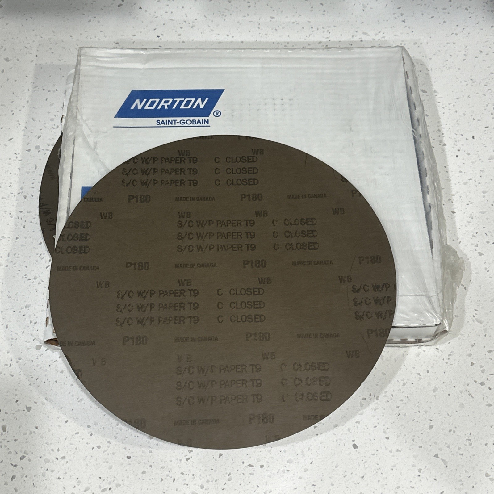 Norton 666233 72774 S/C Wet Or Dry Sanding Disc,Alo,Cloth,12 In, 180 Grit, T482